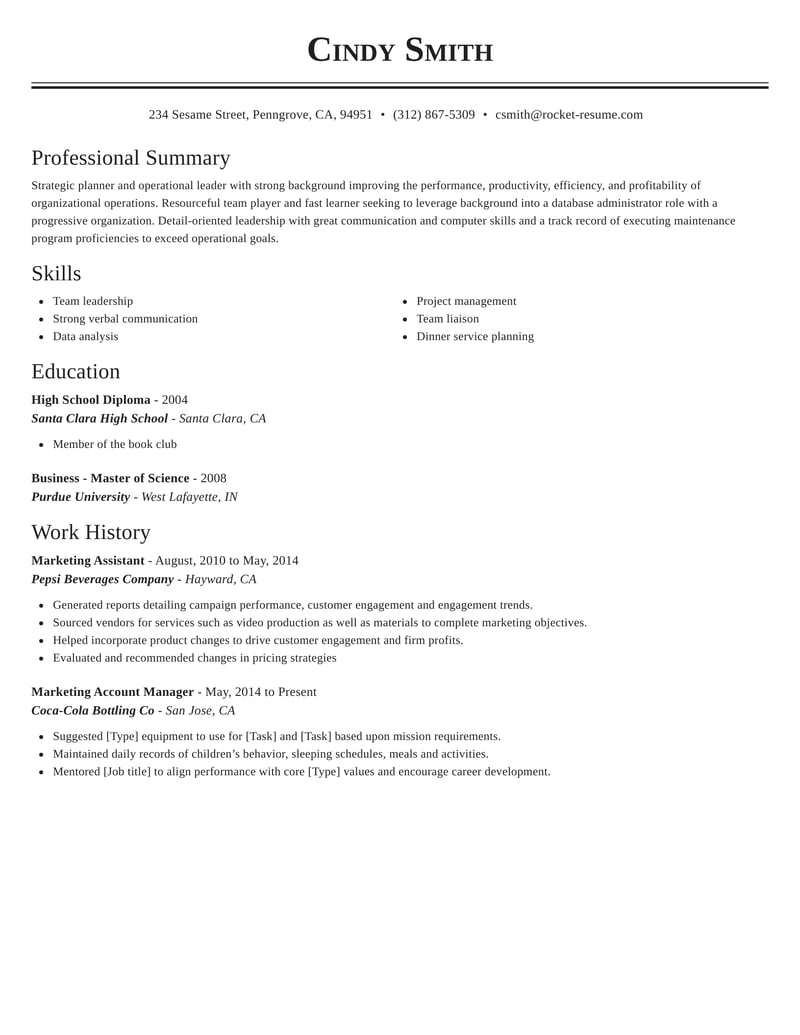 Campground Host Cv Builder Rocket Resume