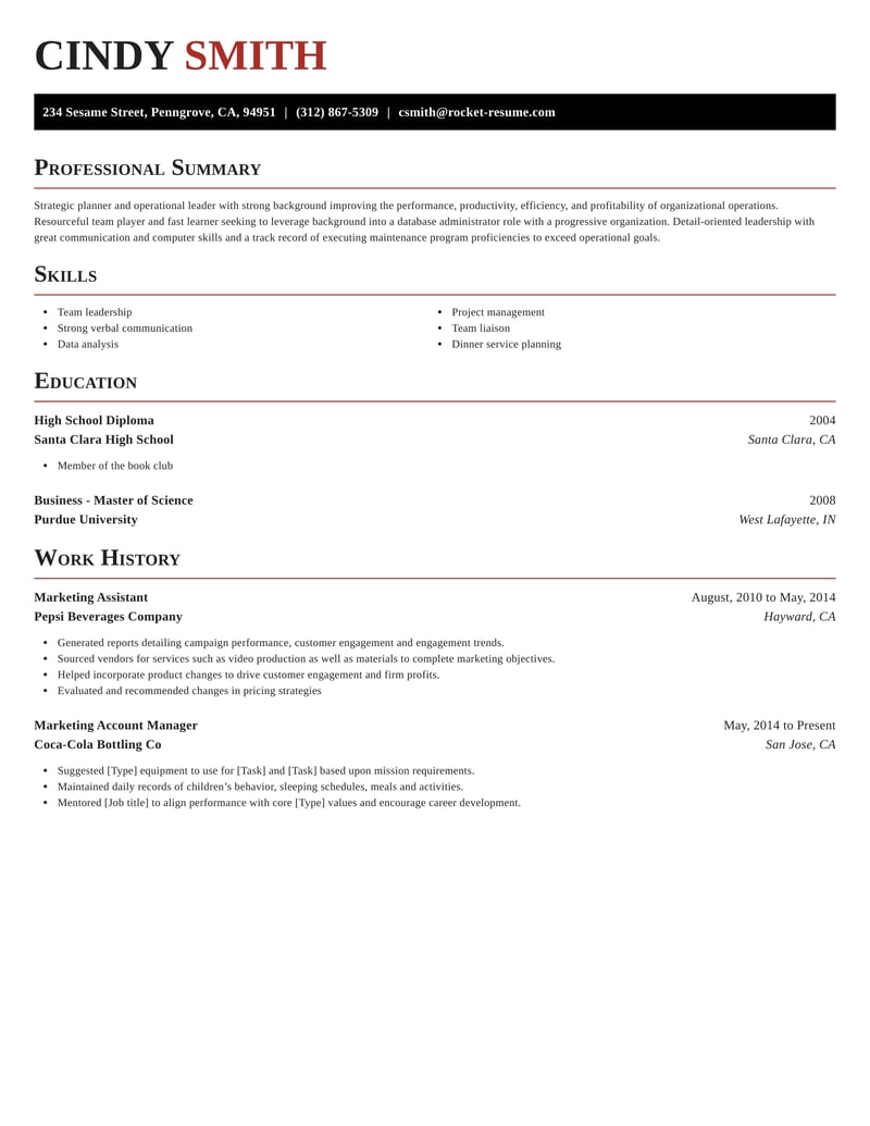 Campground Host CV Builder | Rocket Resume